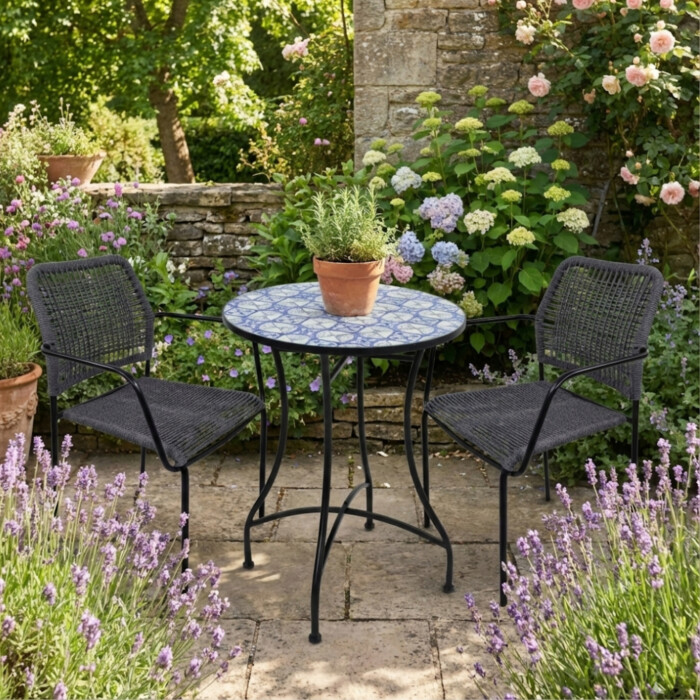 Nassau Bistro 60Cm Set with 2 x Rivella Slate Grey Chair picture 01 a garden lifestyle image