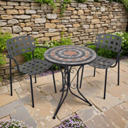 Nova Bistro 60Cm Set with 2 x Karin Grey Black Armchair picture 01 a garden lifestyle image