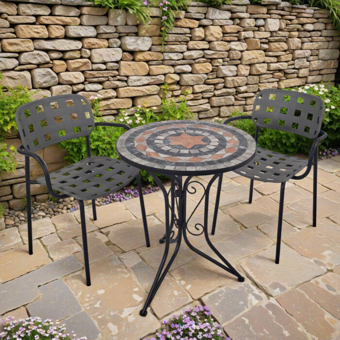 Nova Bistro 60Cm Set with 2 x Karin Grey Black Armchair picture 01 a garden lifestyle image