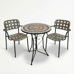 Nova Bistro 60Cm Set with 2 x Karin Grey Black Armchair picture 02 a white background image