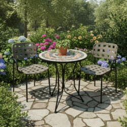 Nova Bistro 60Cm Set with 2 x Karin Grey Black Armchair picture 08 a lifestyle image