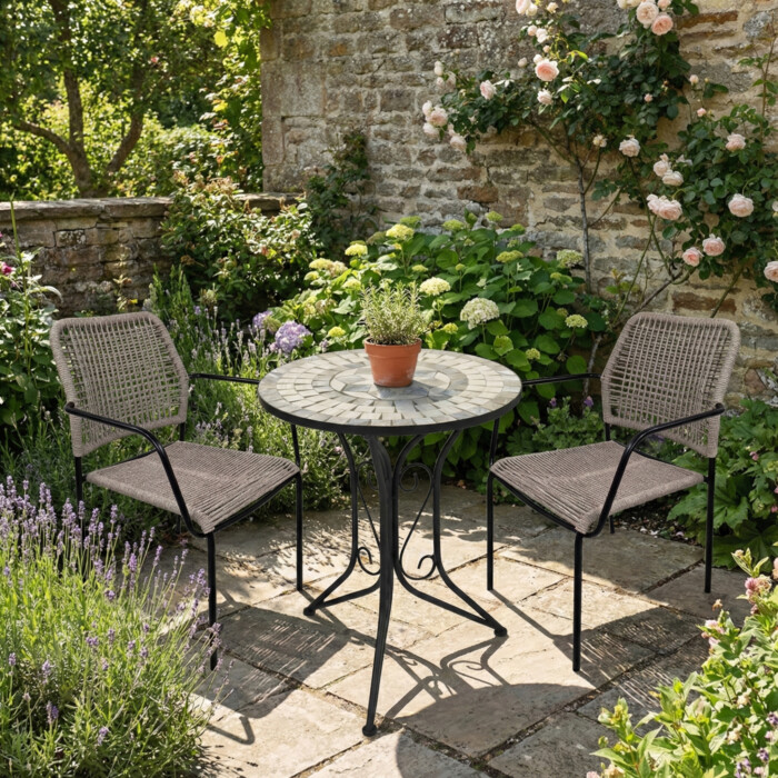 Verde Bistro 60Cm Set with 2 x Rivella Taupe Chair picture 01 a garden lifestyle image