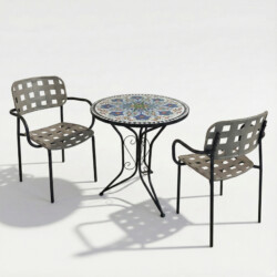 Viana Bistro 60Cm Set with 2 x Karin Grey Black Armchair picture 02 a white background image