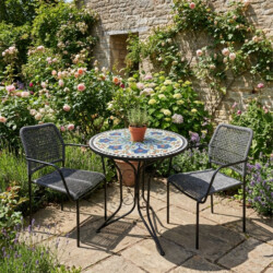 Viana Bistro 60Cm Set with 2 x Rivella Slate Grey Chair picture 01 a garden lifestyle image