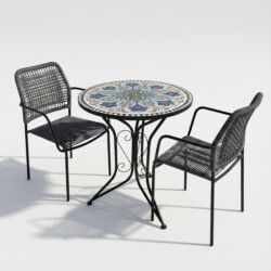 Viana Bistro 60Cm Set with 2 x Rivella Slate Grey Chair picture 02 a white background image