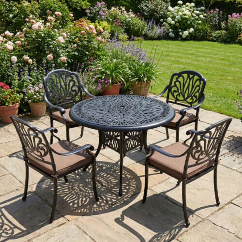Fleurino Cast Alumimium With 4 Fleurino Chairs Set picture 01 a garden lifestyle image