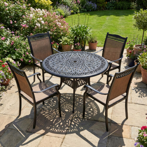 Fleurino Cast Alumimium With 4 Medrino Chairs Set picture 01 a garden lifestyle image