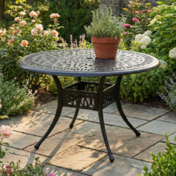 Fleurino Cast Aluminium 100Cm Table picture 21 a garden lifestyle image