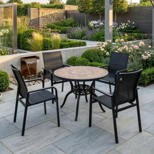 Lavello 100Cm Table With 4 Pavanero Chairs Set picture 01 a garden lifestyle image