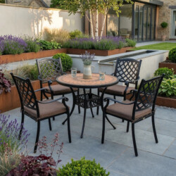 Metarro Embossed Alumimium With 4 Castino Chairs Set picture 01 a garden lifestyle image