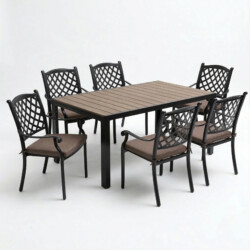 Pavanero Polywood Table With 6 Castino Chairs Set picture 02 a white background image