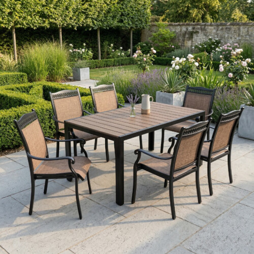 Pavanero Polywood Table With 6 Medrino Chairs Set picture 01 a garden lifestyle image