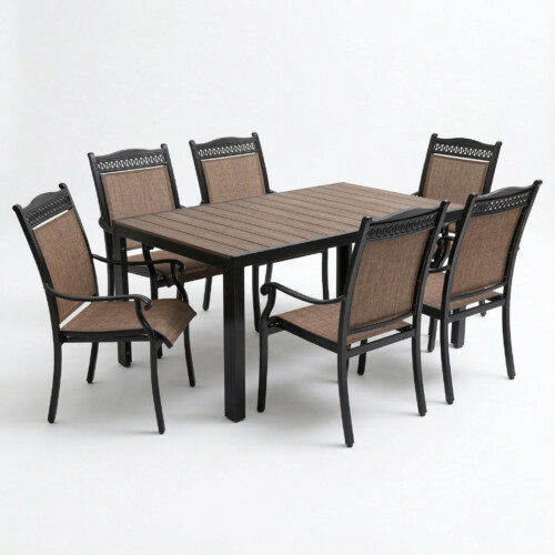 Pavanero Polywood Table With 6 Medrino Chairs Set picture 02 a white background image