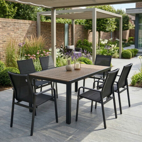 Pavanero Polywood Table With 6 Pavanero Chairs Set picture 01 a garden lifestyle image