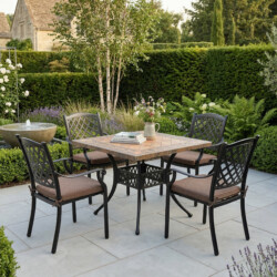 Poncello Square Table With 4 Castino Chairs Set picture 01 a garden lifestyle image
