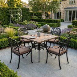 Poncello Square Table With 4 Fleurino Chairs Set picture 01 a garden lifestyle image