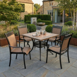Poncello Square Table With 4 Medrino Chairs Set picture 01 a garden lifestyle image