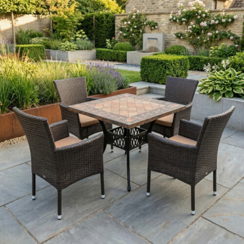 Poncello Square Table With 4 Stockholm Chairs Set picture 01 a garden lifestyle image