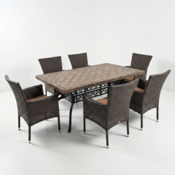 Rosello Rectangular Table With 6 Stockholm Chairs Set picture 02 a white background image