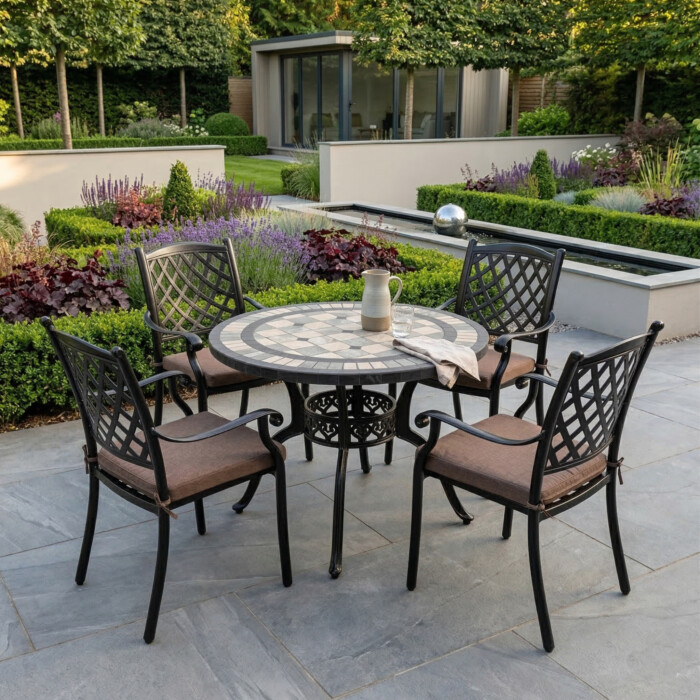 Trelluna 100Cm Table With 4 Castino Chairs Set picture 01 a garden lifestyle image