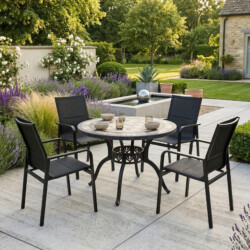 Trelluna 100Cm Table With 4 Pavanero Chairs Set picture 01 a garden lifestyle image