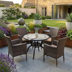 Trelluna 100Cm Table With 4 Stockholm Chairs Set picture 01 a garden lifestyle image