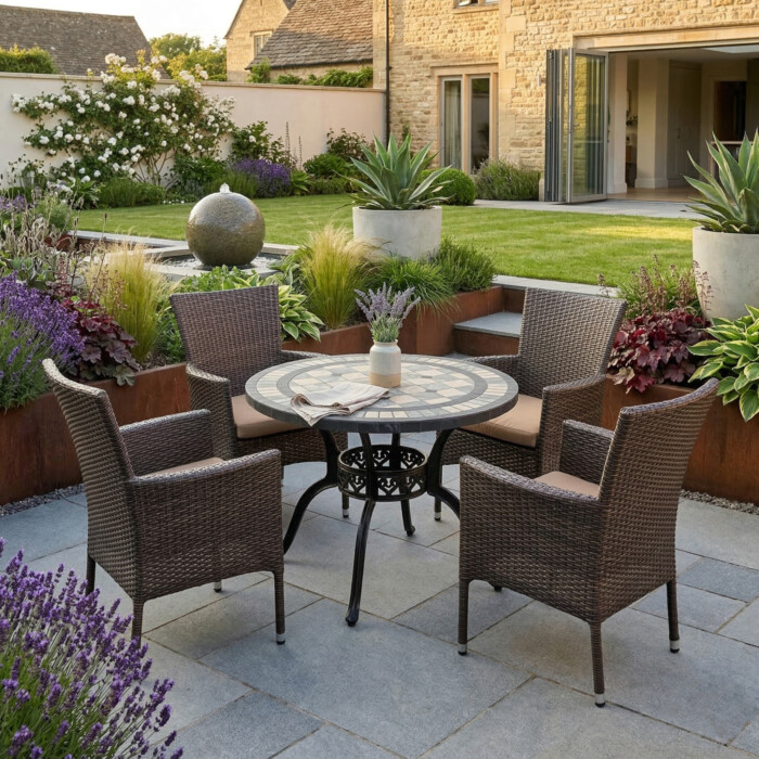 Trelluna 100Cm Table With 4 Stockholm Chairs Set picture 01 a garden lifestyle image