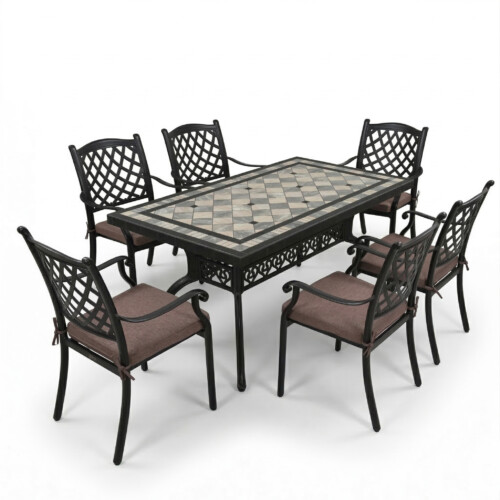 Valluna Rectangular Table With 6 Castino Chairs Set picture 02 a white background image