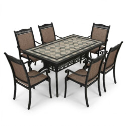 Valluna Rectangular Table With 6 Medrino Chairs Set picture 02 a white background image