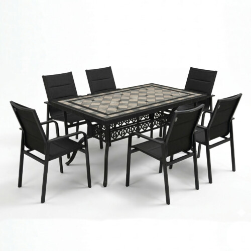 Valluna Rectangular Table With 6 Pavanero Chairs Set picture 02 a white background image